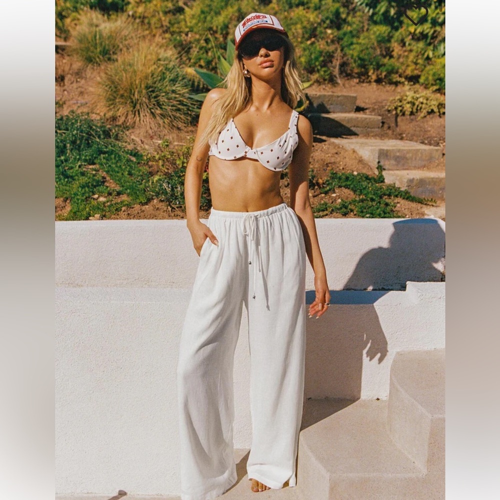 Princess Polly OGILVIE LINEN BLEND PANTS WHITE